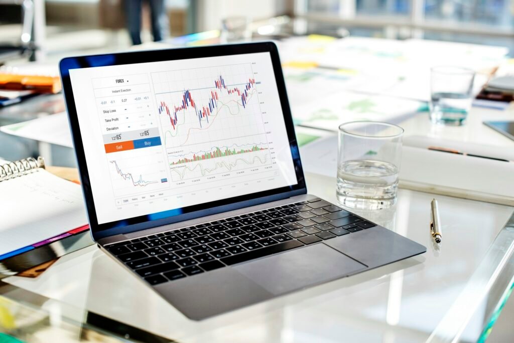 Graphic of investment stock market data analysis business